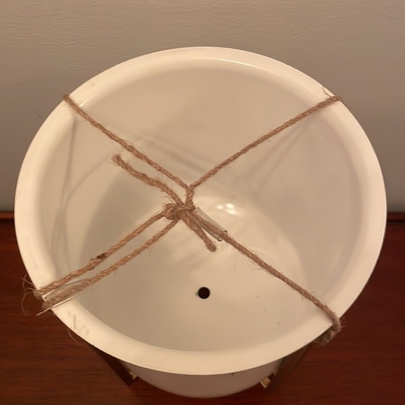 NEW Threshold White/Brass 2pc Iron Indoor / Outdoor Planter Pot with Stand - Picture 9 of 10